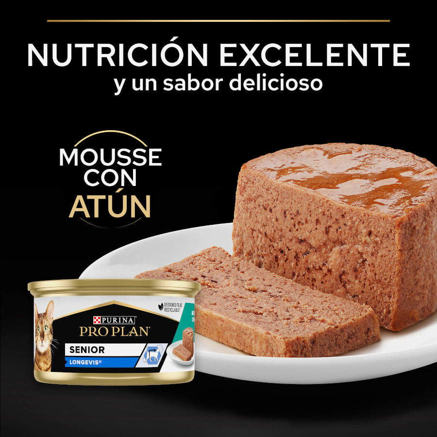 85 g Pro Plan Senior 7+ LONGEVIS Mousse con at&uacute;n para gatos, , large Imagen numero 4